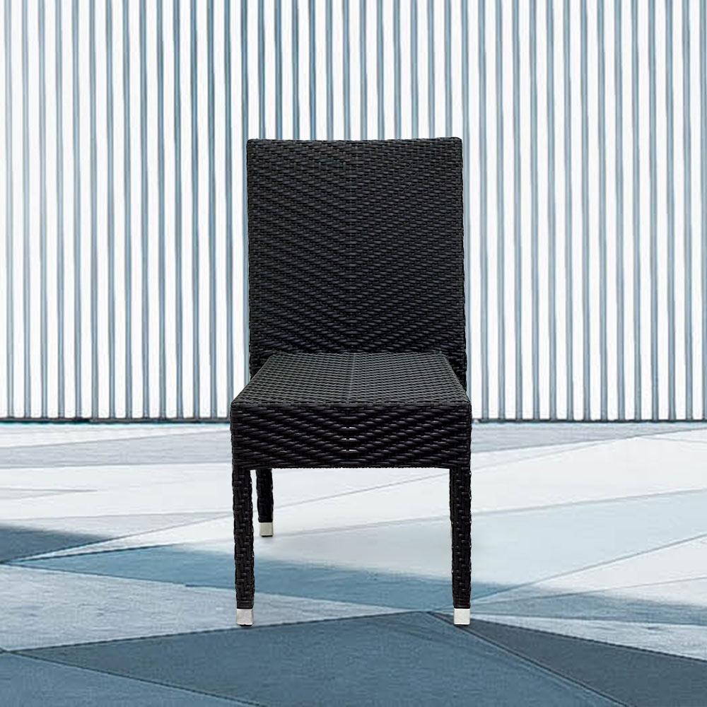 Lyon Stacking Patio Dining Chair #color_Black