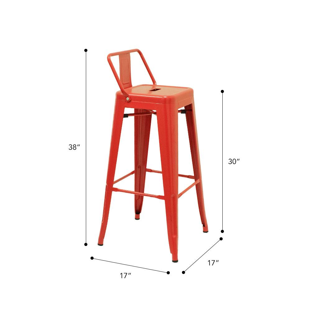 Marais A Bar Stool with Low Back #color_Red