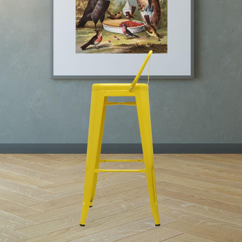 Marais A Bar Stool with Low Back #color_Yellow