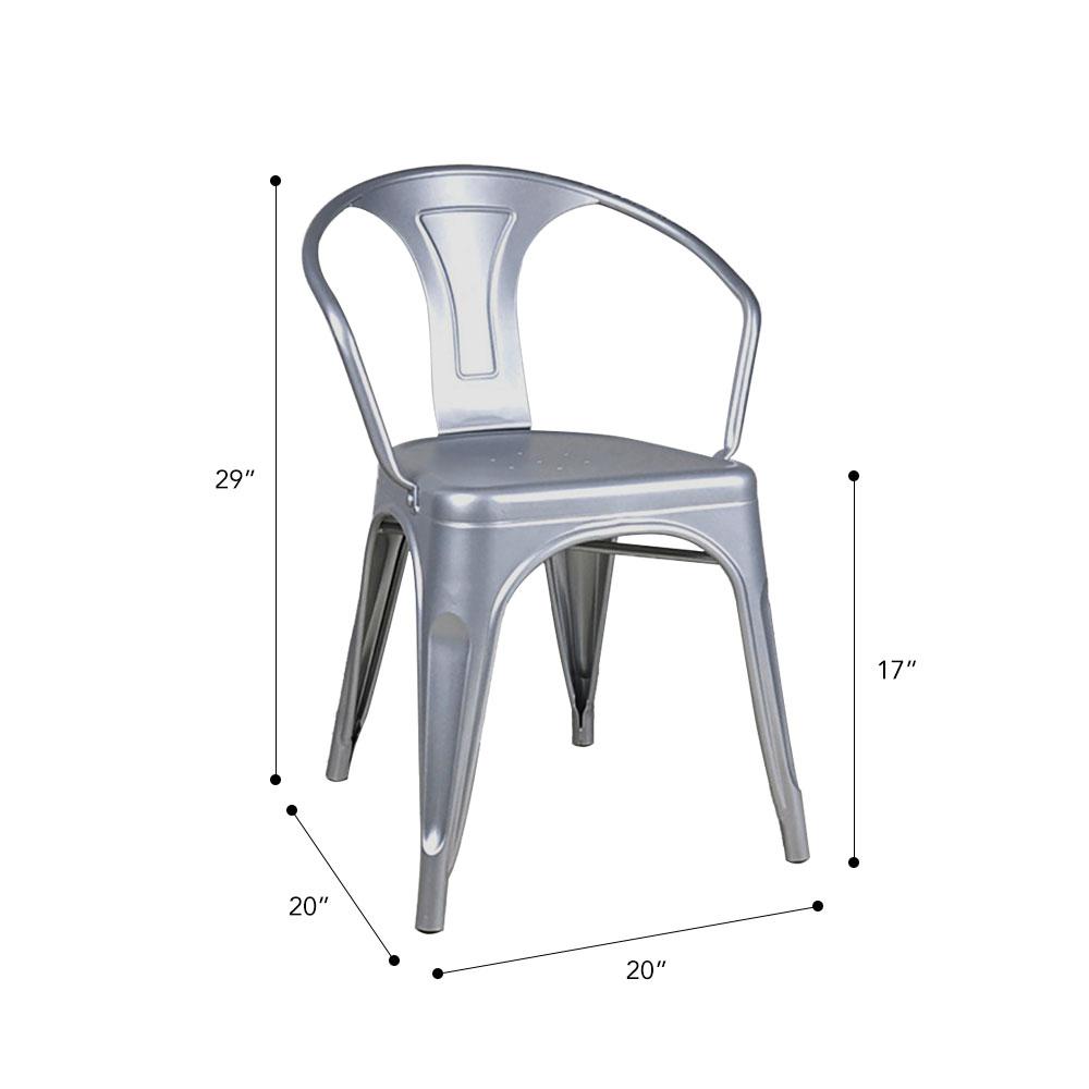 Marais A Arm Chair with Metal Seat #color_Flash Metallic Silver