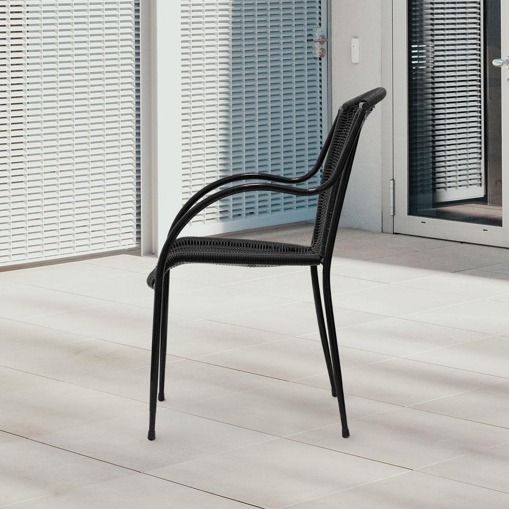 Stacking Patio Dining Arm Chair #color_Black