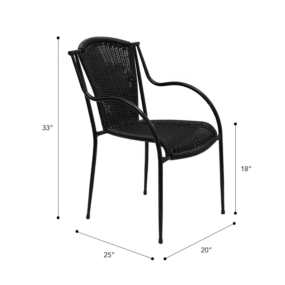 Stacking Patio Dining Arm Chair #color_Black