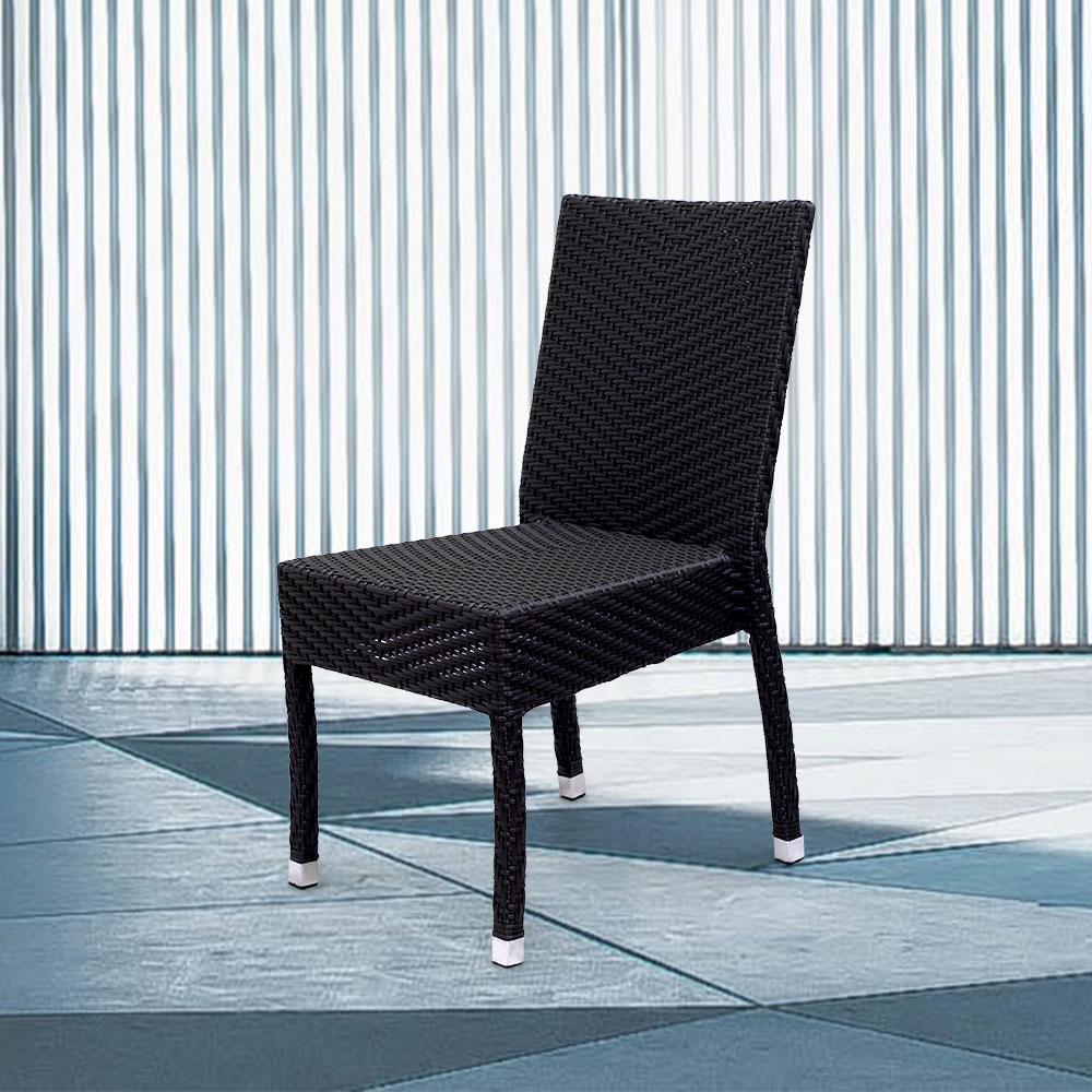 Lyon Stacking Patio Dining Chair #color_Black