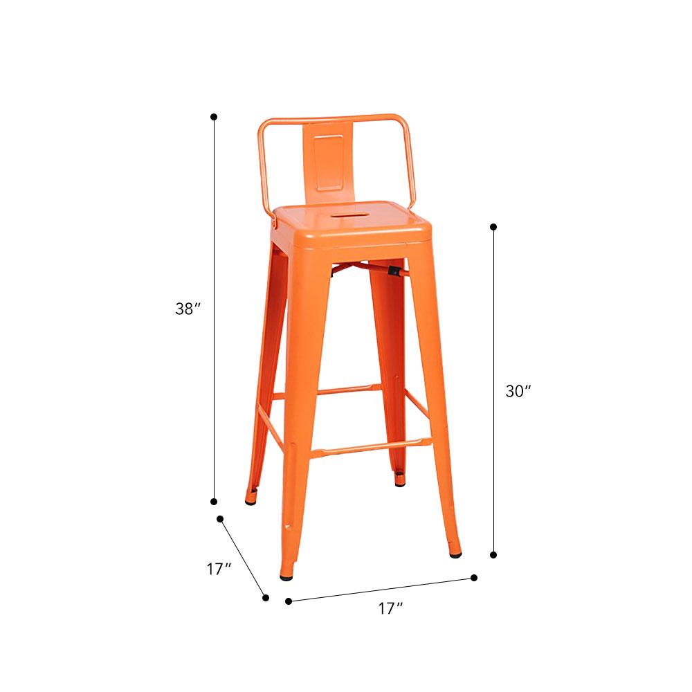 Marais A Bar Stool with Low Back #color_Orange