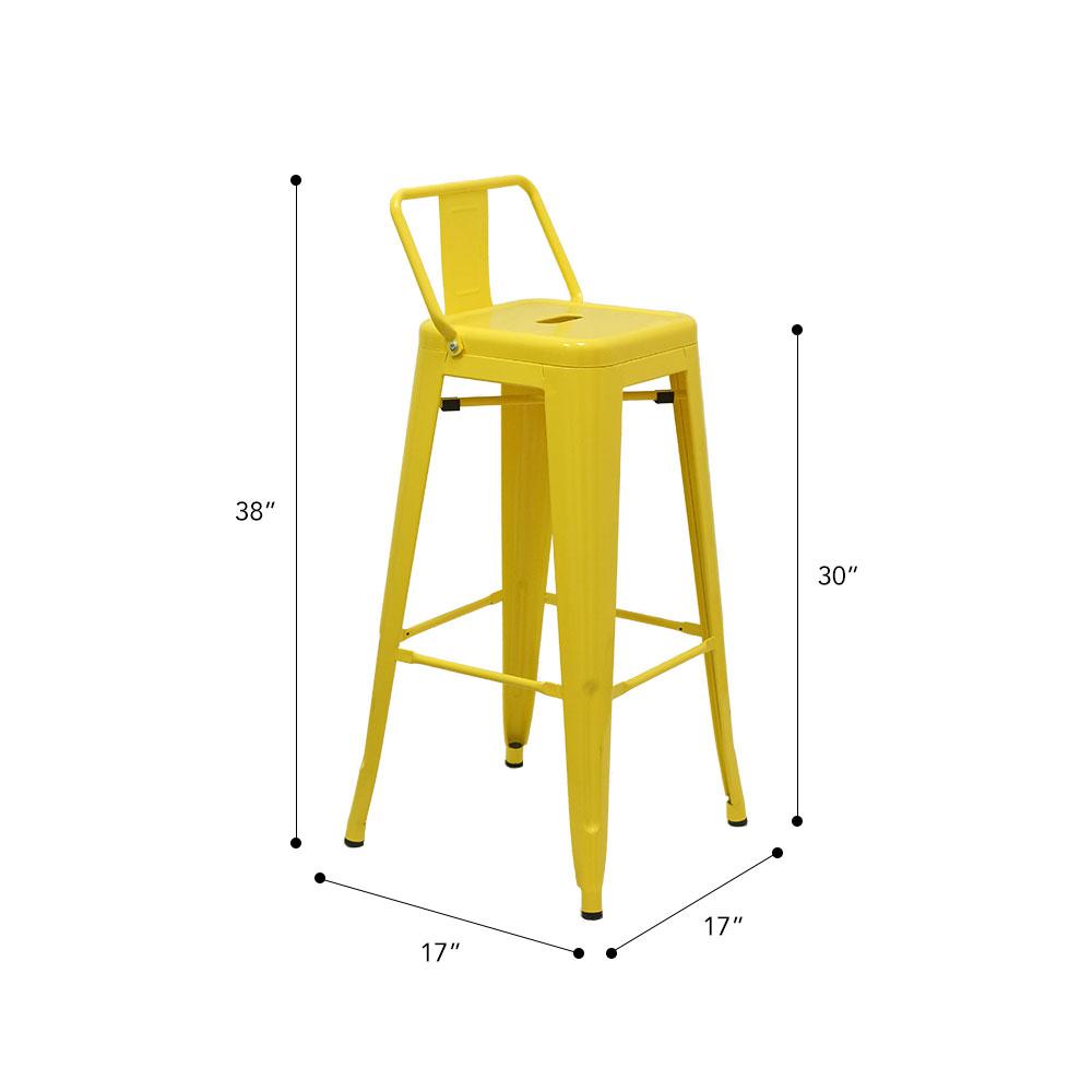 Marais A Bar Stool with Low Back #color_Yellow