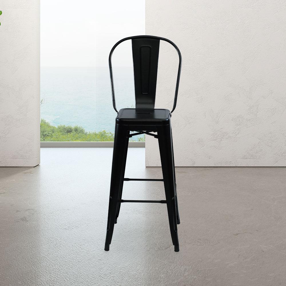 Marais A Cafe Bar Stool with High Back #color_Black