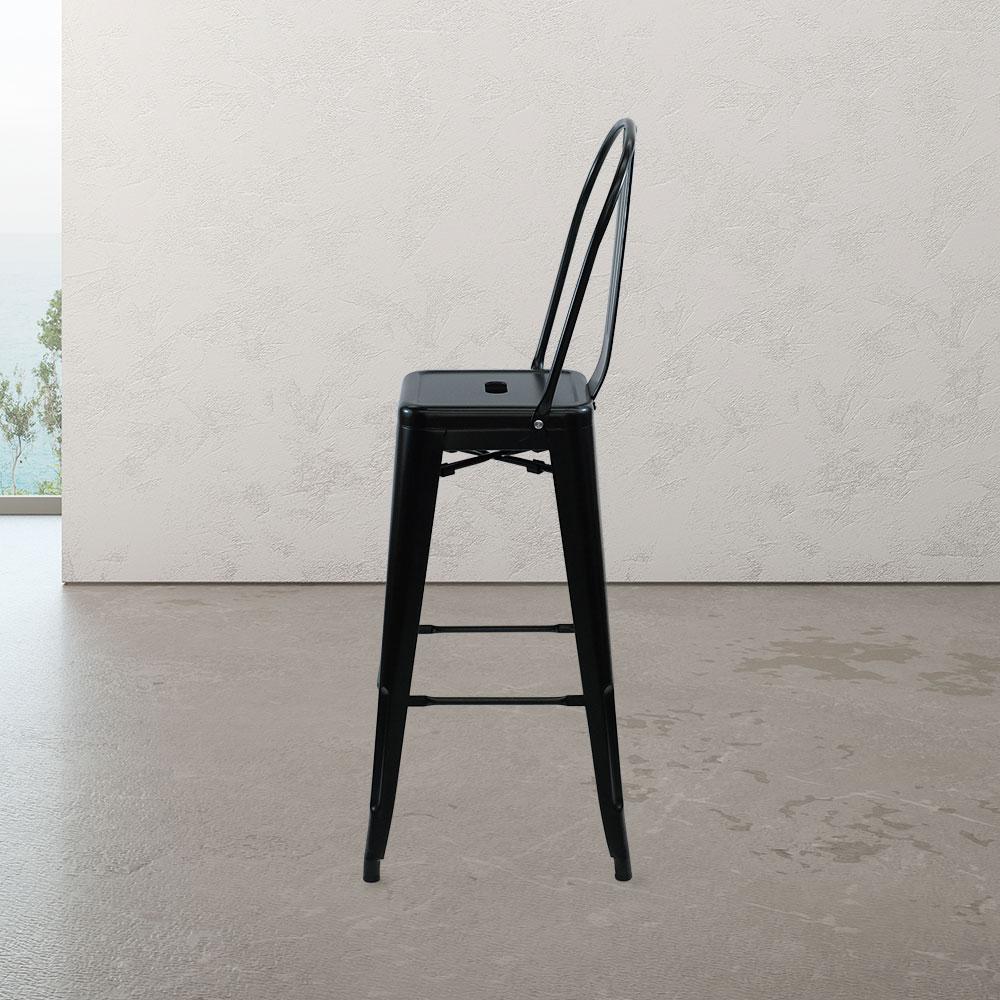 Marais A Cafe Bar Stool with High Back #color_Black
