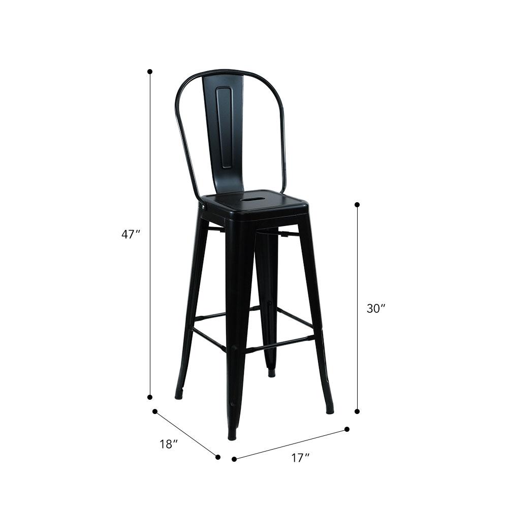 Marais A Cafe Bar Stool with High Back #color_Black