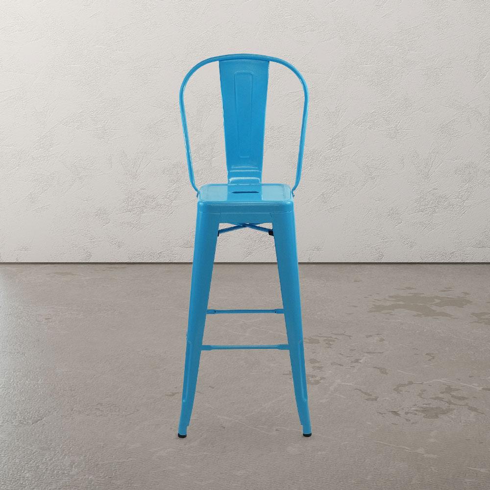 Marais A Cafe Bar Stool with High Back #color_Blue