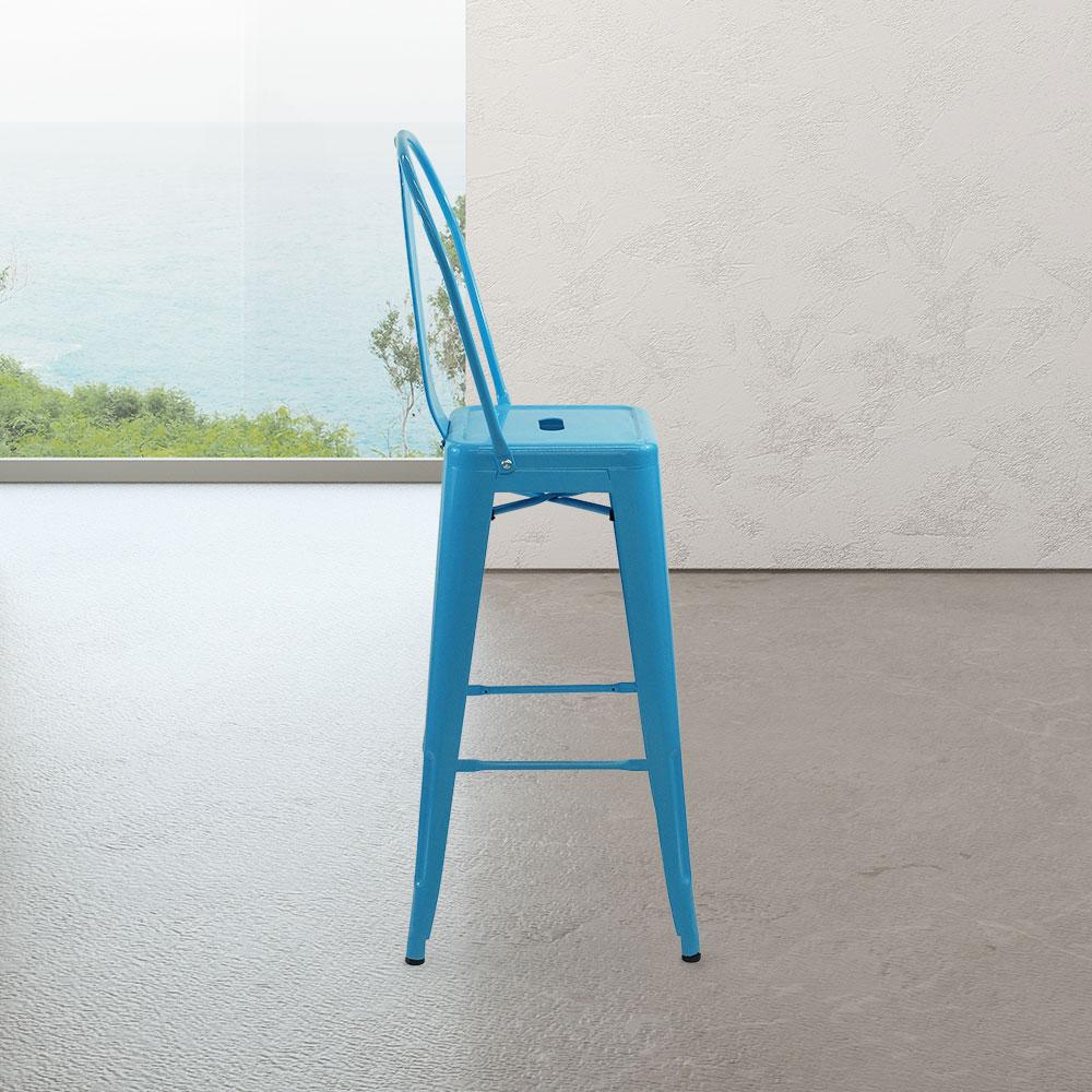 Marais A Cafe Bar Stool with High Back #color_Blue