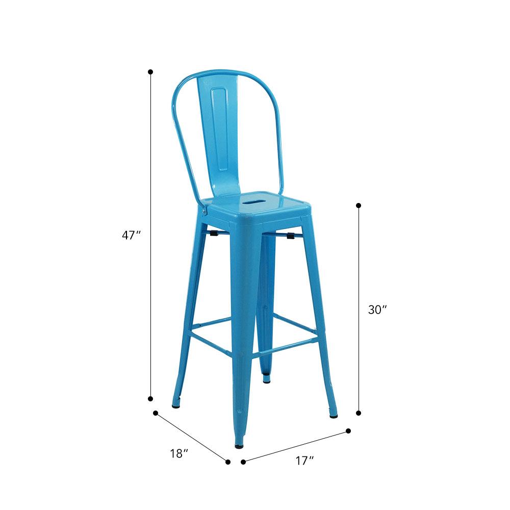Marais A Cafe Bar Stool with High Back #color_Blue