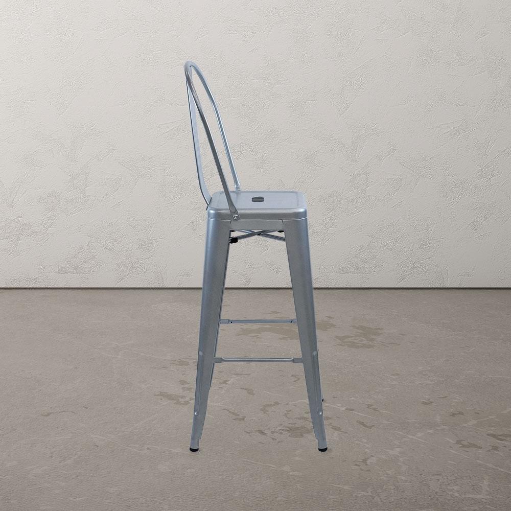 Marais A Cafe Bar Stool with High Back #color_Flash Silver