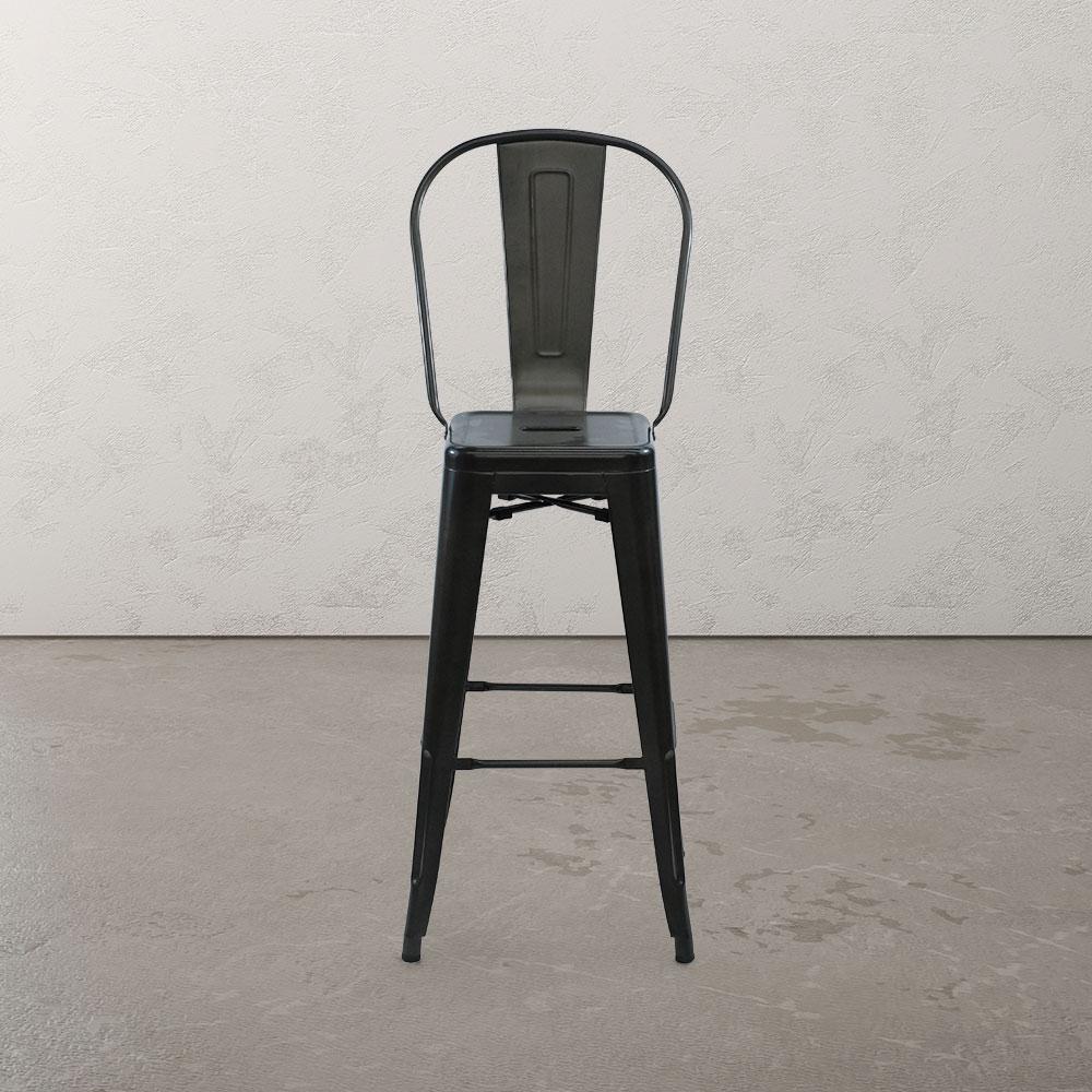 Marais A Cafe Bar Stool with High Back #color_Gunmetal
