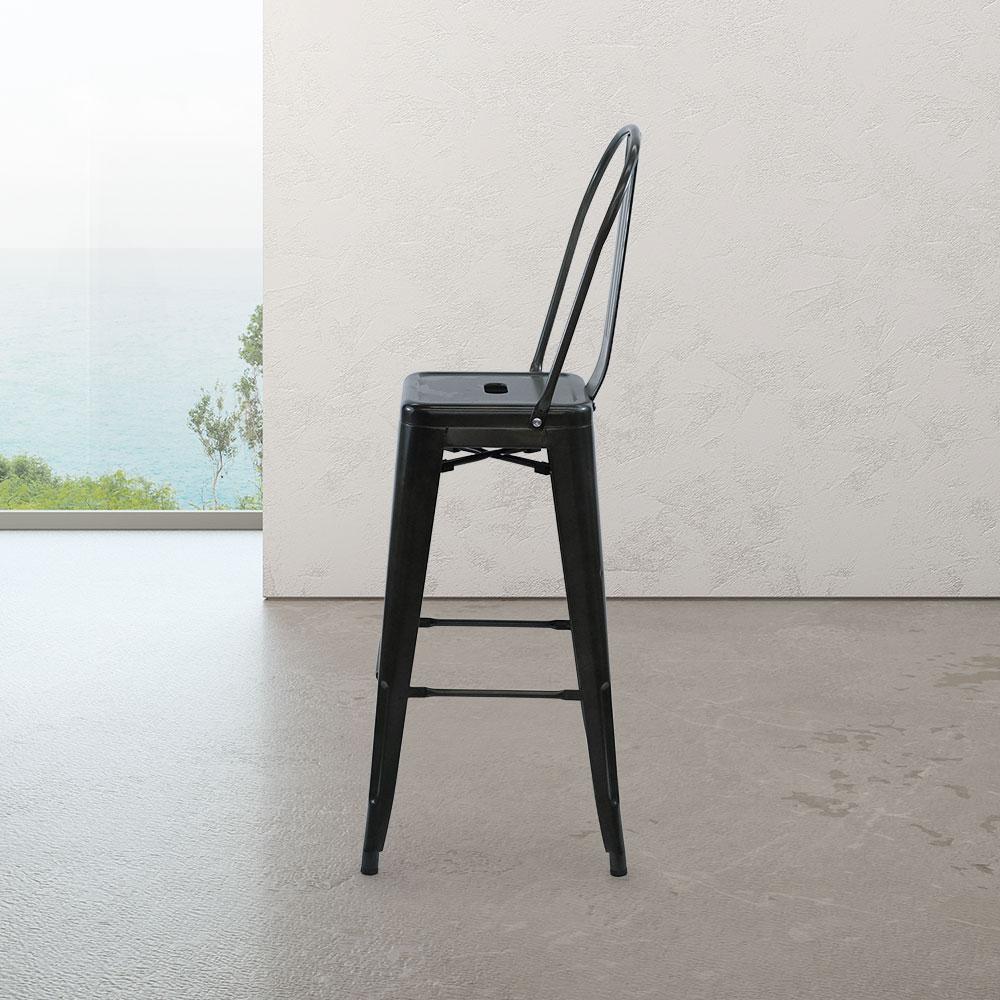 Marais A Cafe Bar Stool with High Back #color_Gunmetal