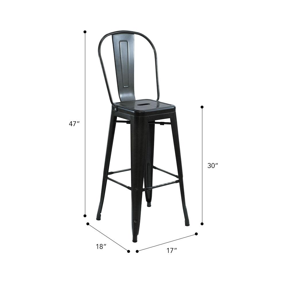 Marais A Cafe Bar Stool with High Back #color_Gunmetal