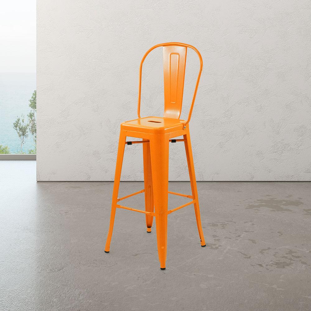 Marais A Cafe Bar Stool with High Back #color_Orange