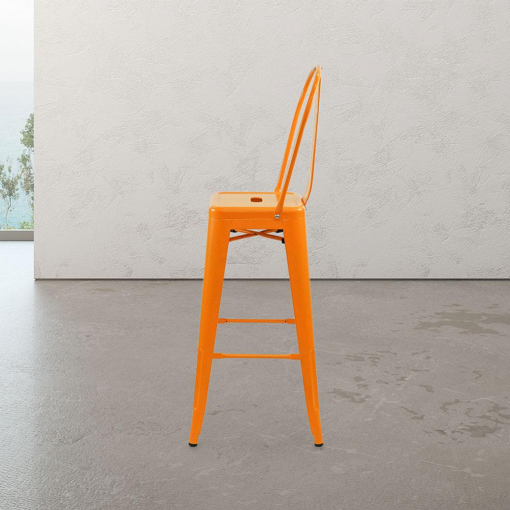 Marais A Cafe Bar Stool with High Back #color_Orange