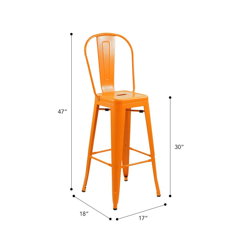 Marais A Cafe Bar Stool with High Back #color_Orange