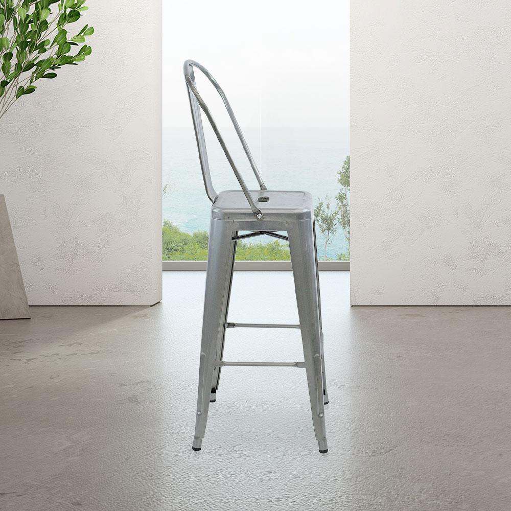 Marais A Cafe Bar Stool with High Back #color_Polish Raw
