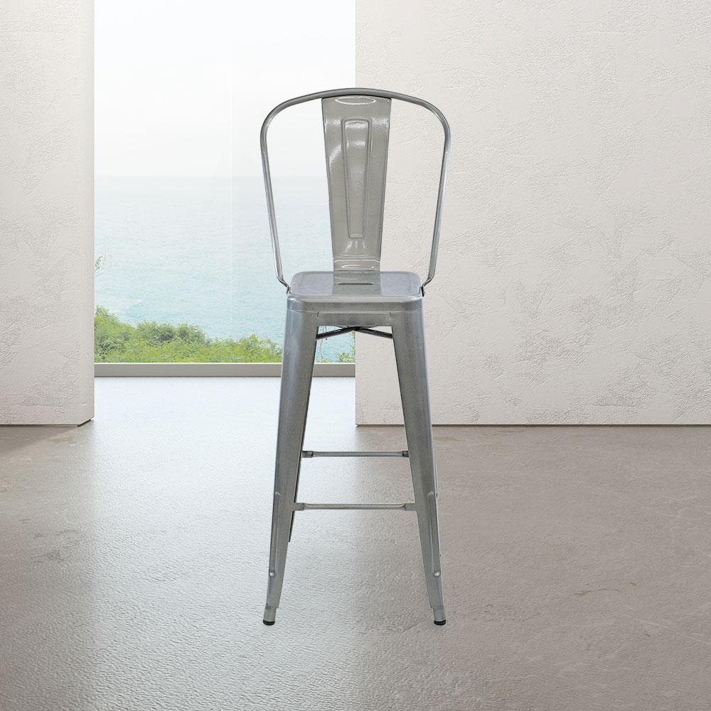 Marais A Cafe Bar Stool with High Back #color_Polish Raw