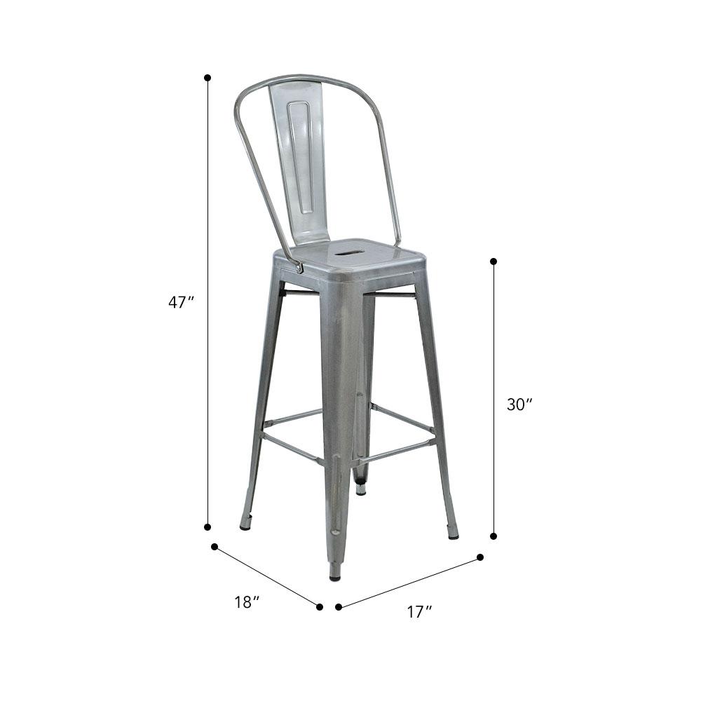 Marais A Cafe Bar Stool with High Back #color_Polish Raw