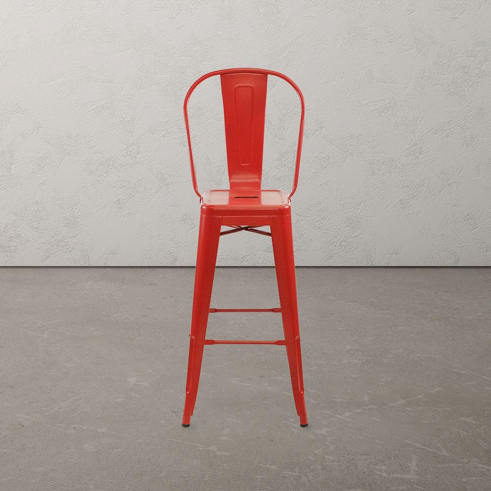 Marais A Cafe Bar Stool with High Back #color_Red