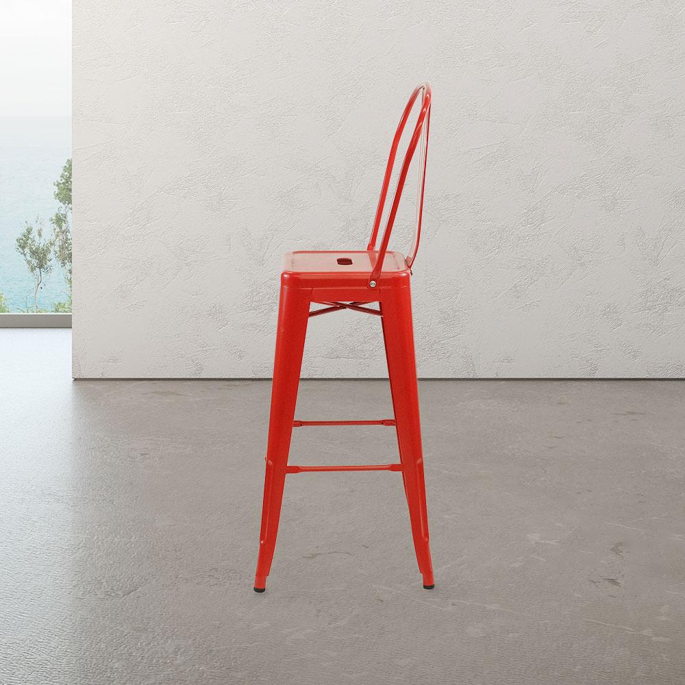 Marais A Cafe Bar Stool with High Back #color_Red