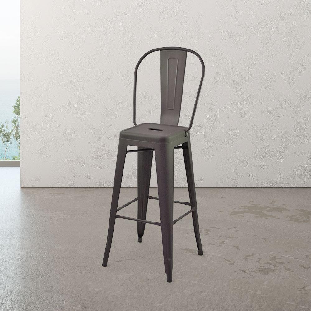 Marais A Cafe Bar Stool with High Back #color_Rust