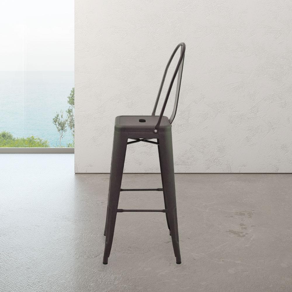 Marais A Cafe Bar Stool with High Back #color_Rust