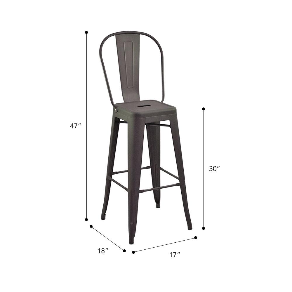 Marais A Cafe Bar Stool with High Back #color_Rust