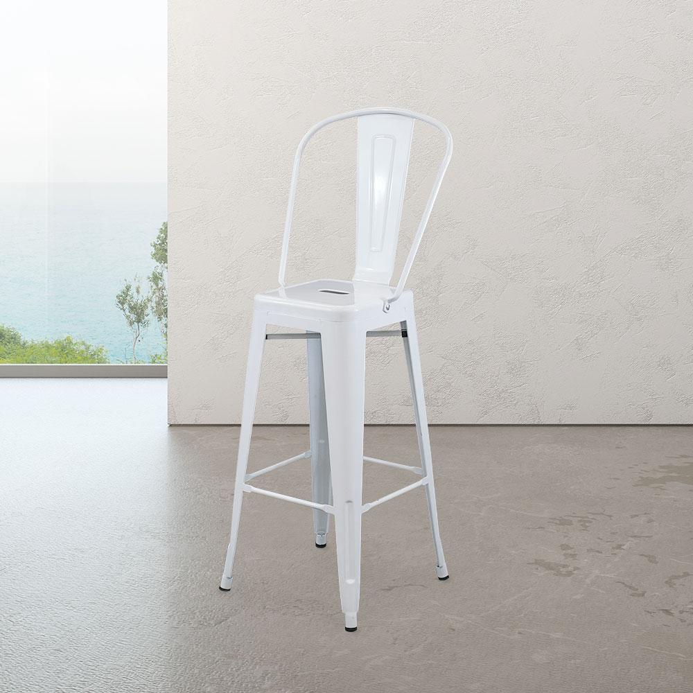 Marais A Cafe Bar Stool with High Back #color_White