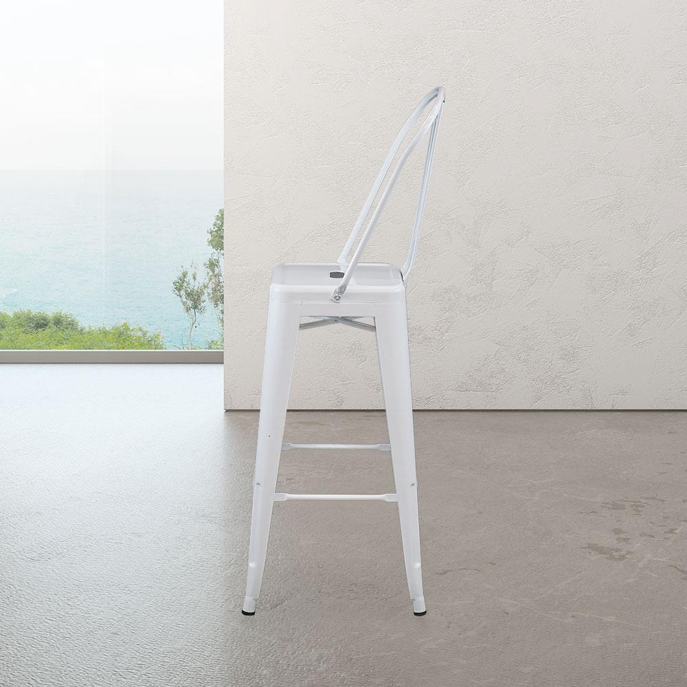 Marais A Cafe Bar Stool with High Back #color_White