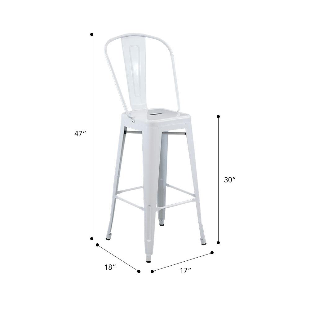 Marais A Cafe Bar Stool with High Back #color_White