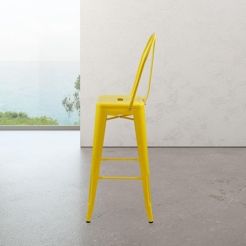 Marais A Cafe Bar Stool with High Back #color_Yellow