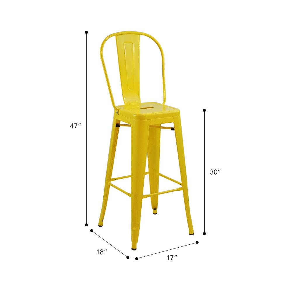 Marais A Cafe Bar Stool with High Back #color_Yellow