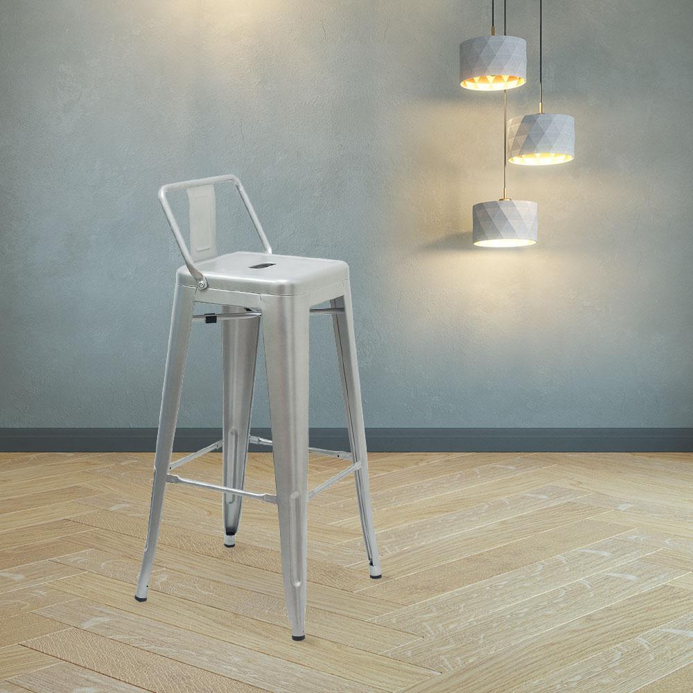 Marais A Bar Stool with Low Back #color_Flash Silver