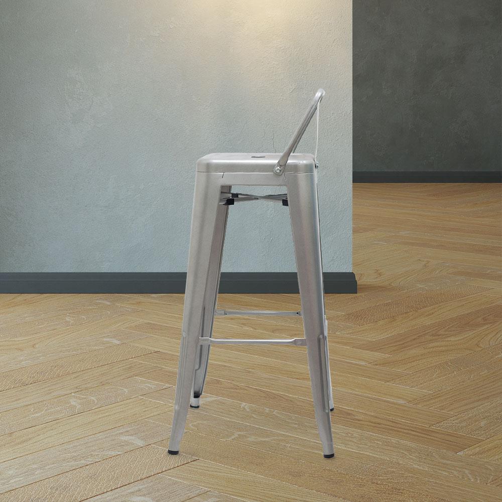 Marais A Bar Stool with Low Back #color_Flash Silver