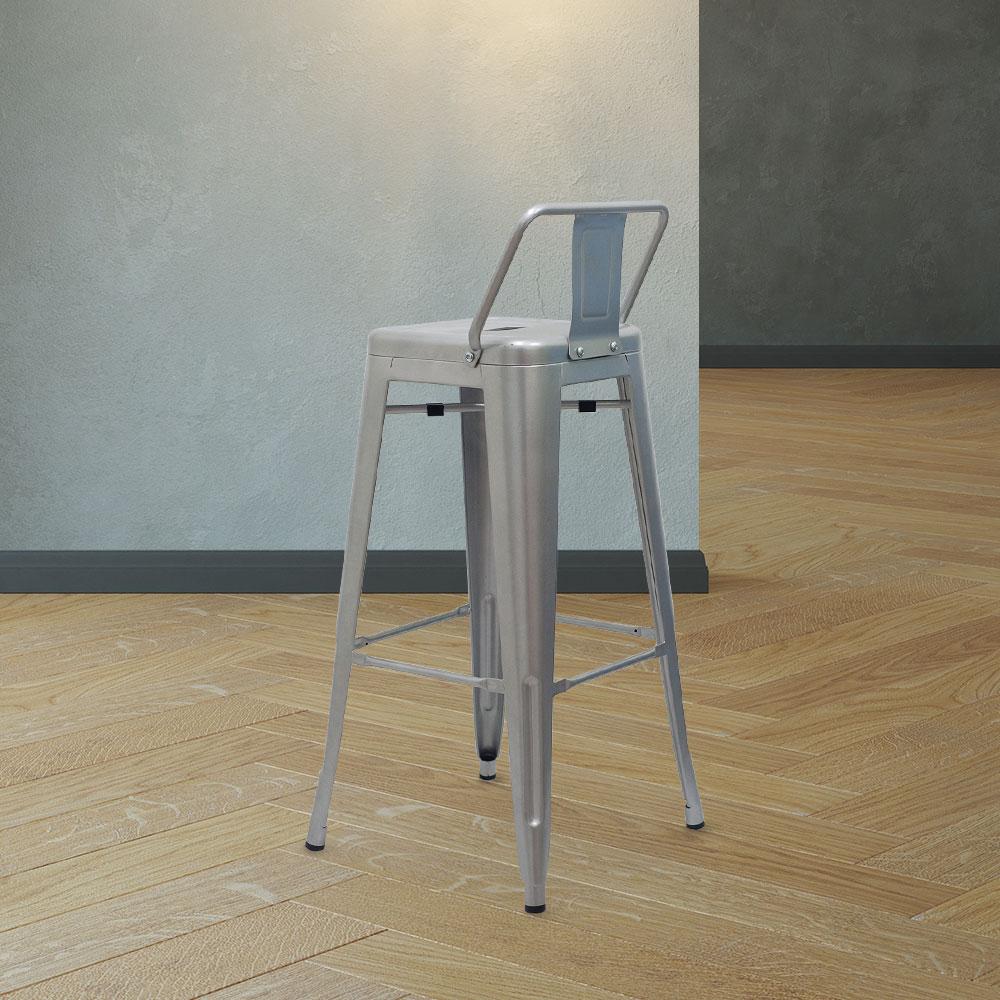 Marais A Bar Stool with Low Back #color_Flash Silver