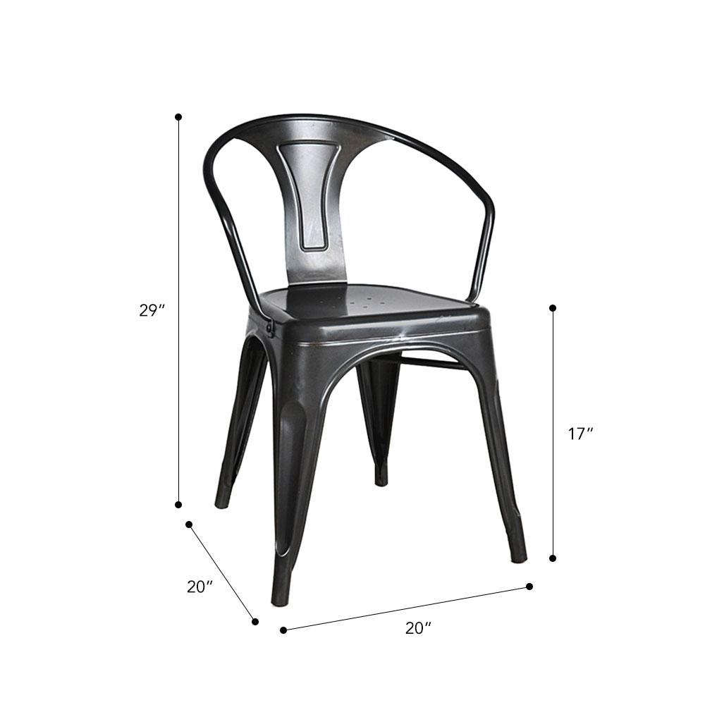 Marais A Arm Chair with Metal Seat #color_Black