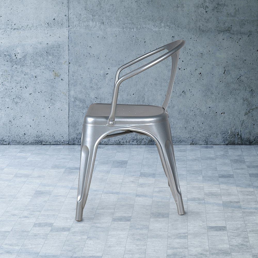 Heritage Industrial Metal Arm Chair with Slat Back #color_Flash Silver