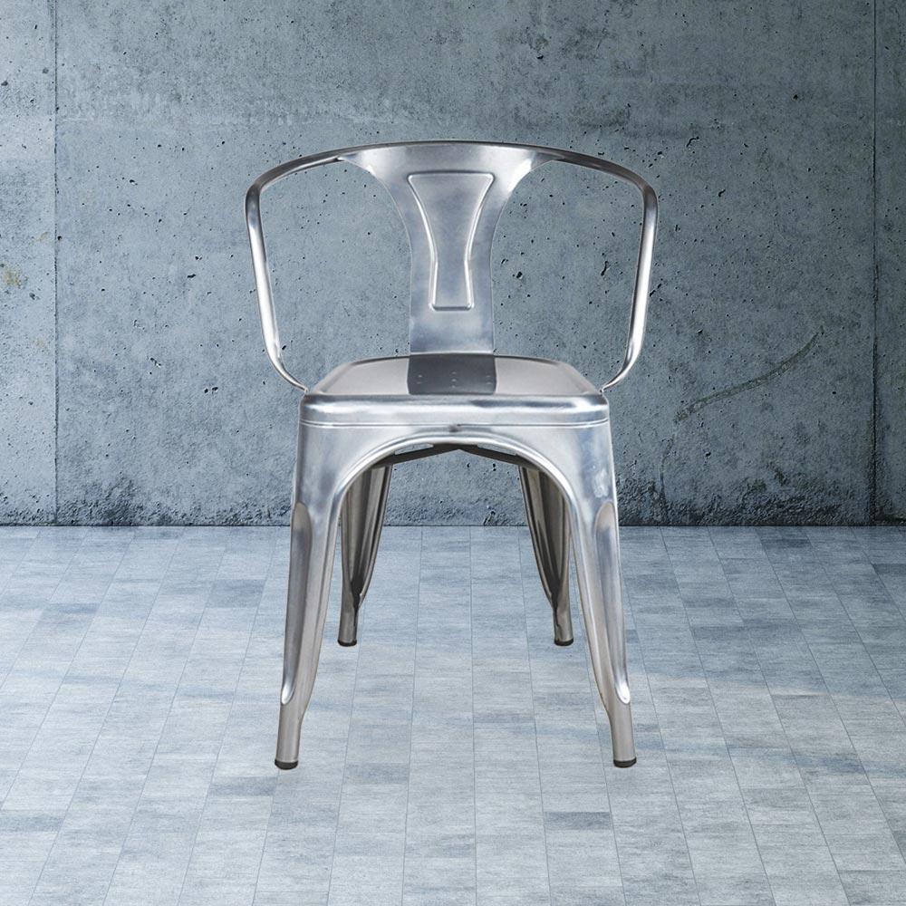 Heritage Industrial Metal Arm Chair with Slat Back #color_Polish Raw