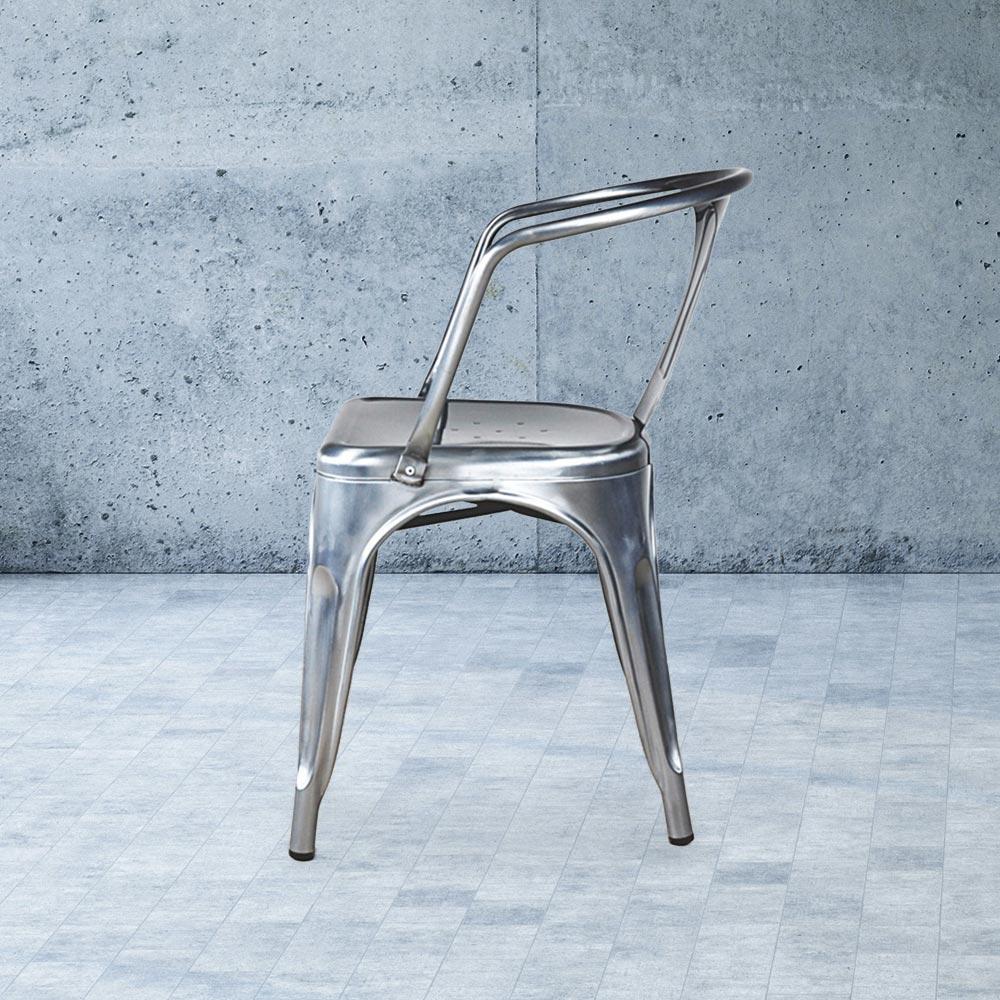 Heritage Industrial Metal Arm Chair with Slat Back #color_Polish Raw