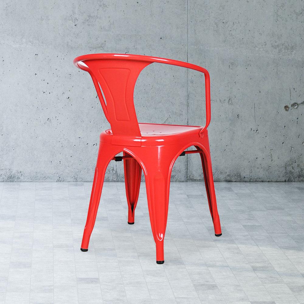 Marais A Arm Chair with Metal Seat #color_Red