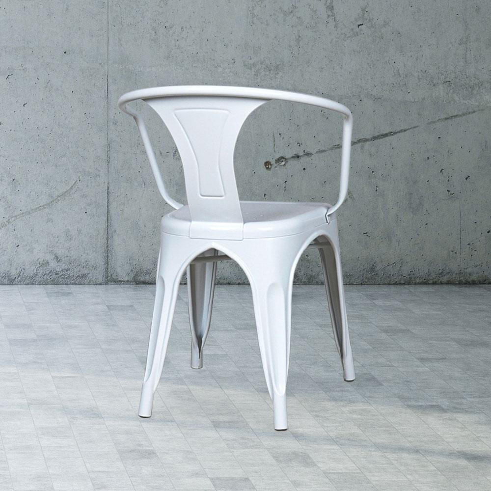 Marais A Arm Chair with Metal Seat #color_White