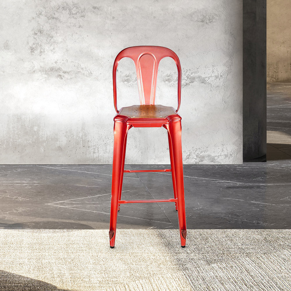 Marais Bar Stool with High Back #color_Red