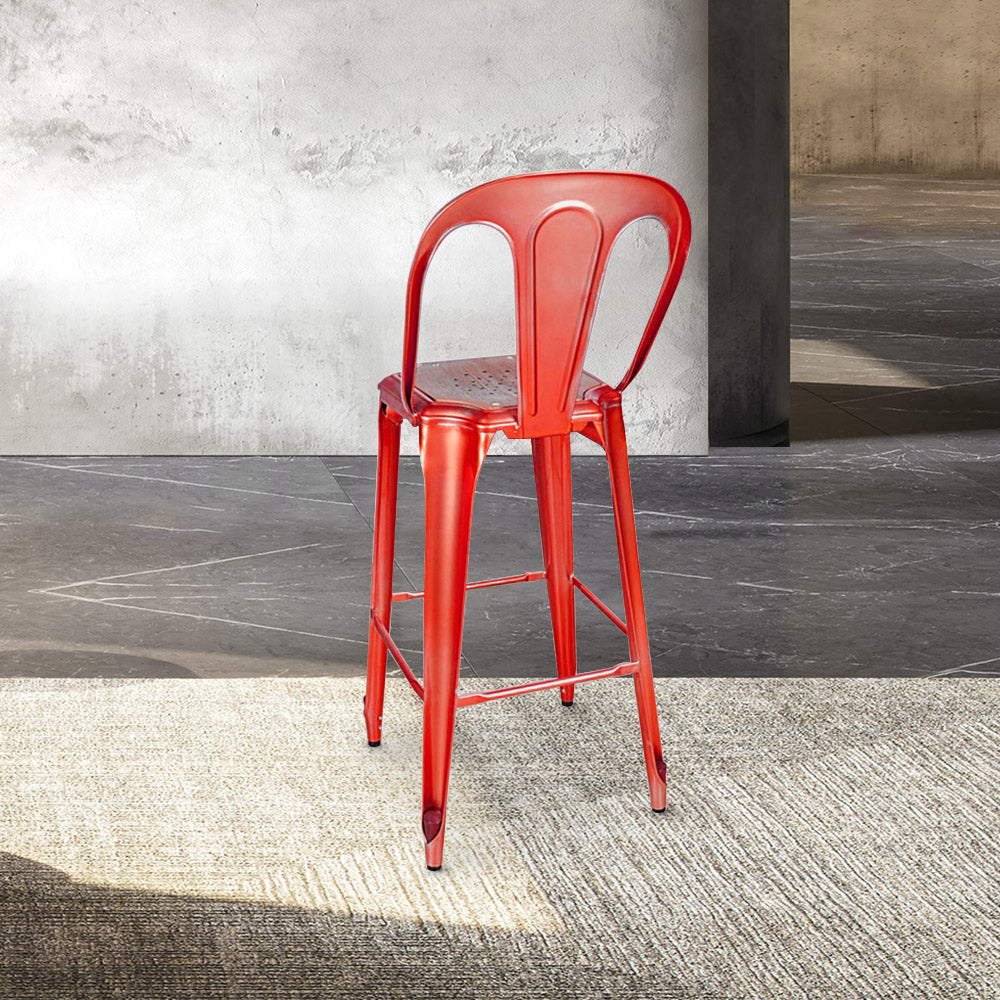 Marais Bar Stool with High Back #color_Red