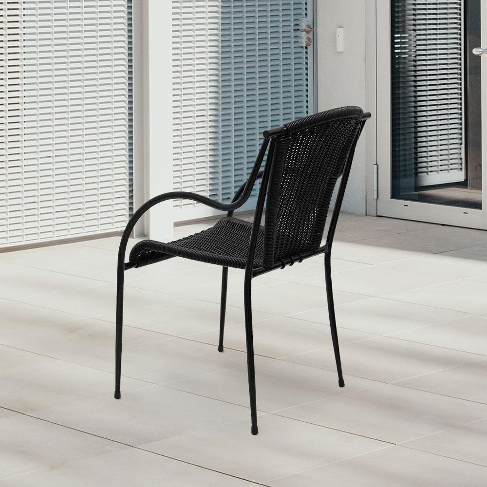 Stacking Patio Dining Arm Chair #color_Black