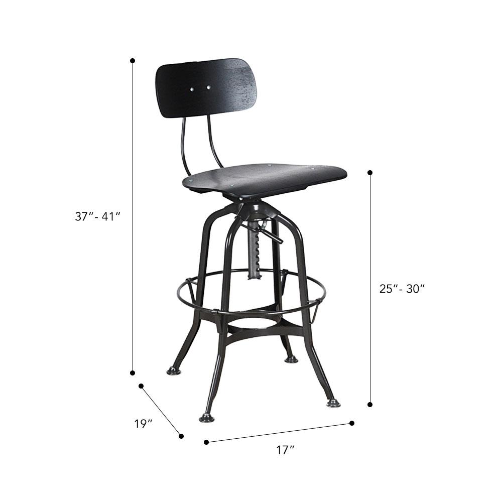 Toledo Adjustable Height Swivel Bar Chair #color_Black/Black